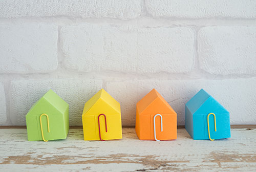 Houses in four different colors