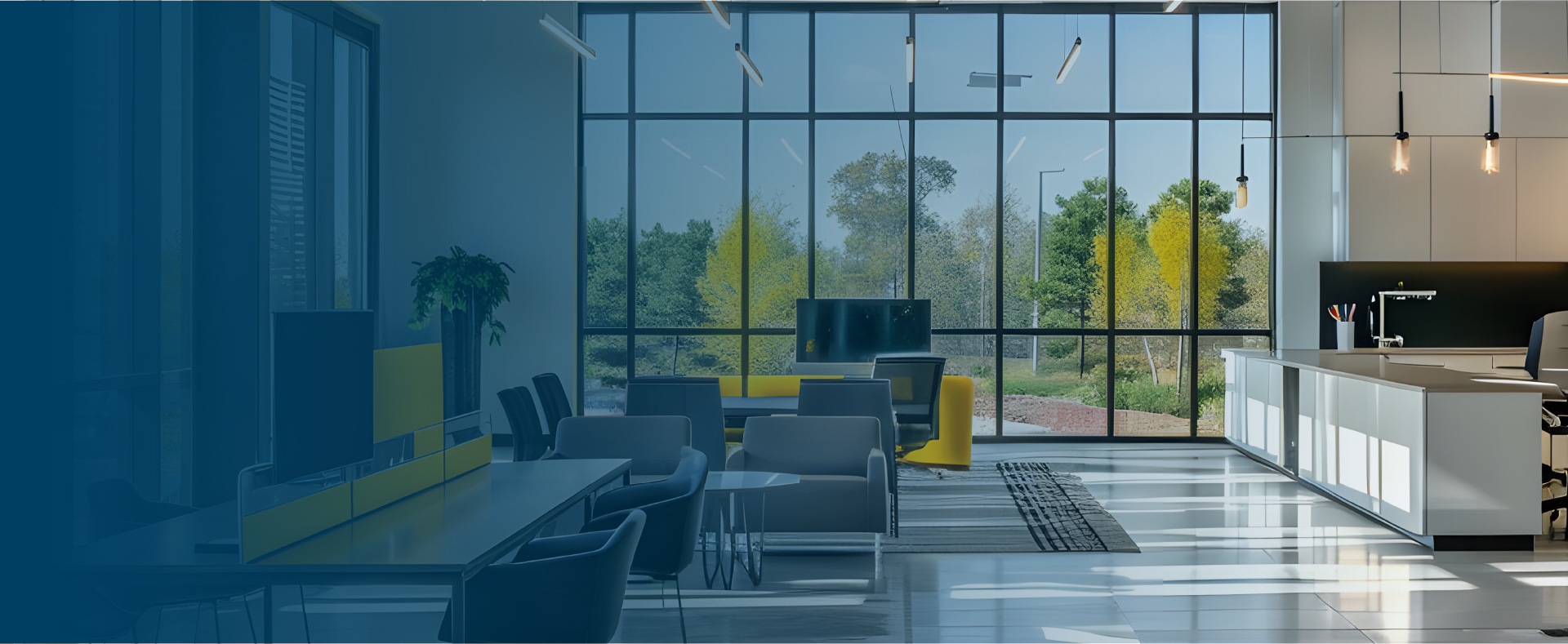 Office image with greenery in the background. Whitepaper on how to conduct workplace investigations.